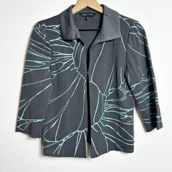 Ming Wang Jackets & Blazers - Ming Wang Grey Blue Women Blazer Size XS Brand New Granite Dawn Brand New